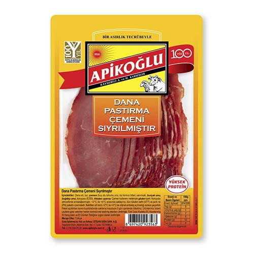 Apikoğlu Çemeni Sıyrılmış Dilimli Dana Kontrfile Pastırma (90 g) Barkod Numarası