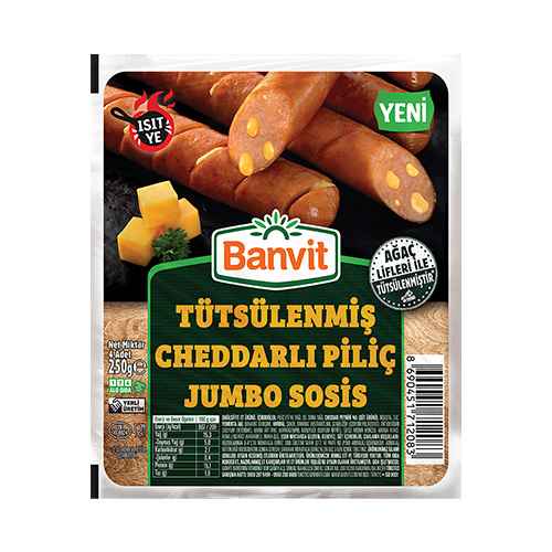 Banvit Tütsülenmiş Cheddarlı Piliç Jumbo Sosis (250 g) Barkod Numarası