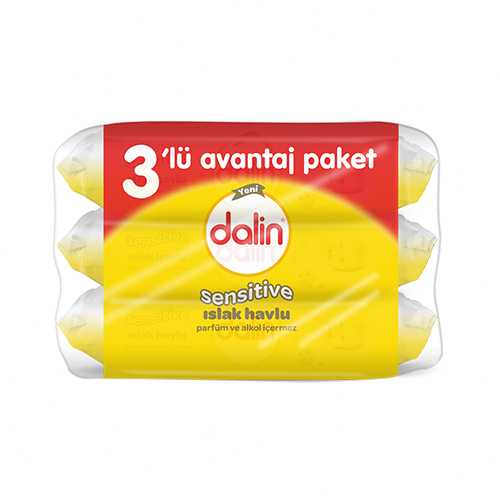 Dalin Sensitive Islak Havlu (3 x 52 Yaprak) Barkod Numarası