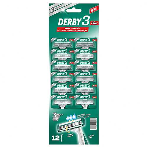 Derby 3 Plus Kartela Tıraş Bıçağı (12'li ) Barkod Numarası