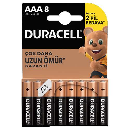Duracell Alkalin AAA İnce Kalem Pil (8'li) Barkod Numarası