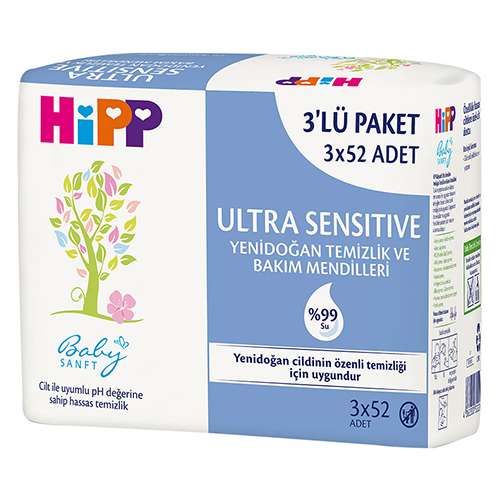 Hipp Babysanft Ultra Sensitive Yenidoğan Temizlik ve Bakım Mendili (3 x 52'li) Barkod Numarası