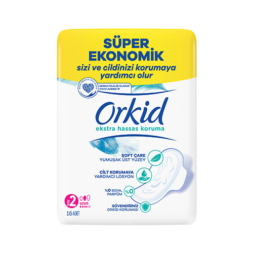Orkid Ekstra Hassas Koruma Hijyenik Ped Uzun (16'lı) Barkod Numarası