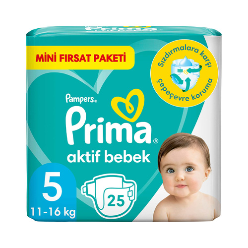 Prima Bebek Bezi Aktif Bebek 5 Beden Junior Mini Fırsat Paketi (25 Adet) Barkod Numarası