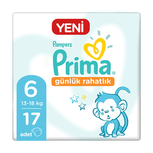 Prima Bebek Bezi Günlük Rahatlık 6 Beden (17 Adet) Barkod Numarası