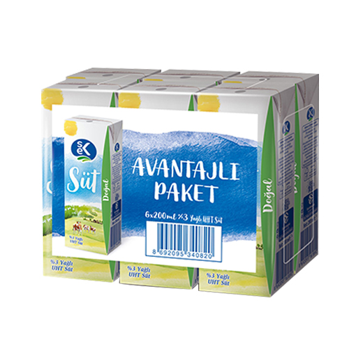 Sek UHT %3 Yağlı Süt (6 x 200 ml) Barkod Numarası