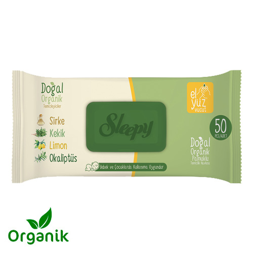Sleepy Doğal & Organik Islak Havlu (50 Yaprak) Barkod Numarası