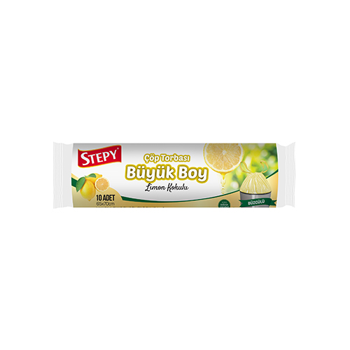 Stepy Büzgülü Çöp Torbası Büyük Boy Limon Kokulu (10'lu - 65 x 70 cm) Barkod Numarası